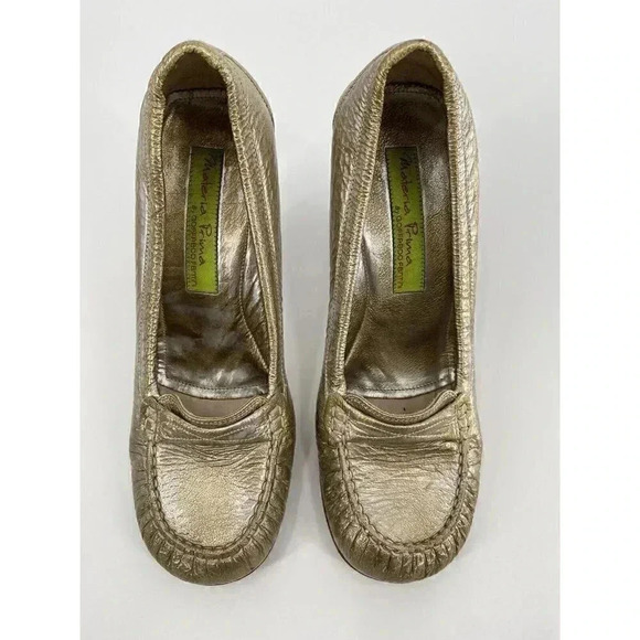 MATERIA PRIMA G. FANTINI Womens Pumps sz 39 Italy 9 Gold Silver Leather heels - Picture 4 of 7
